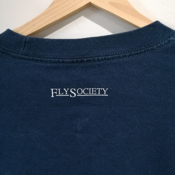 Fly Society Script T-shirt Tee Navy Large - Picture 6 of 7